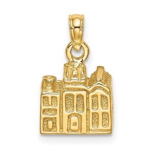 14k Yellow Gold Travel 3D CHARLESTON Rainbow Row Buildings